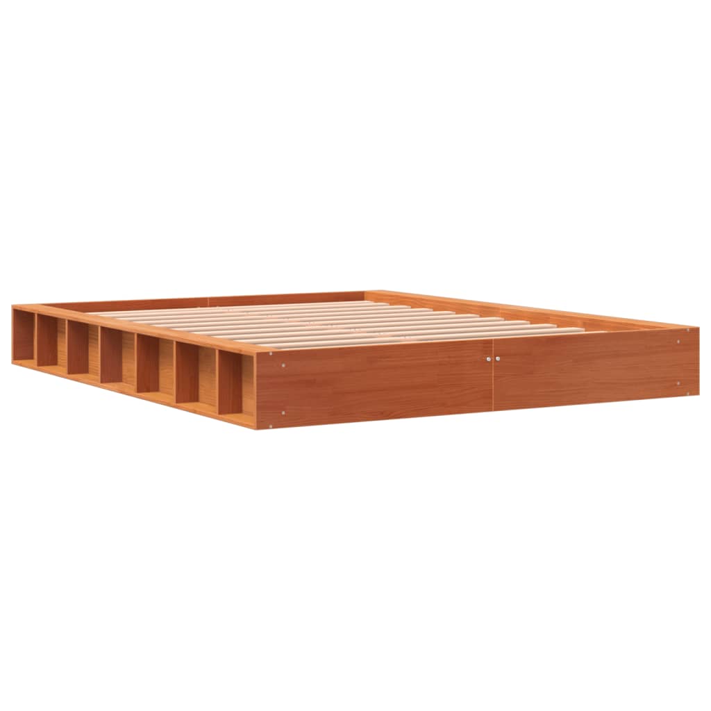 viaszbarna tömör fenyőfa ágy matrac nélkül 120 x 200 cm
