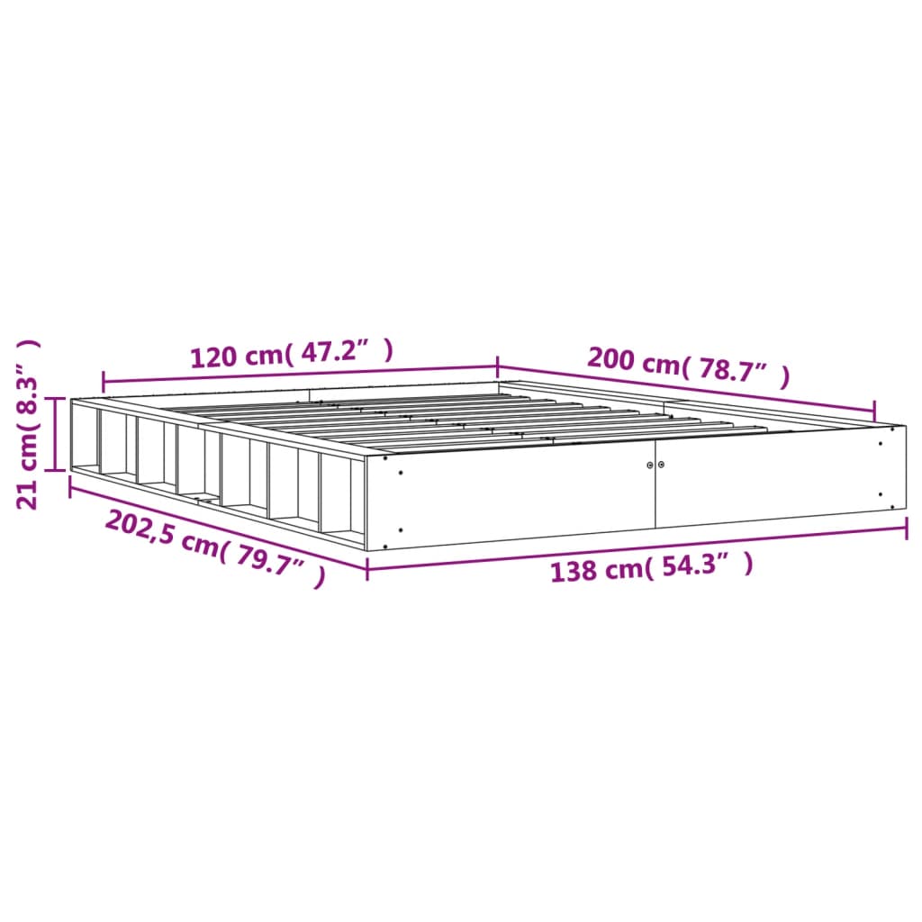 viaszbarna tömör fenyőfa ágy matrac nélkül 120 x 200 cm