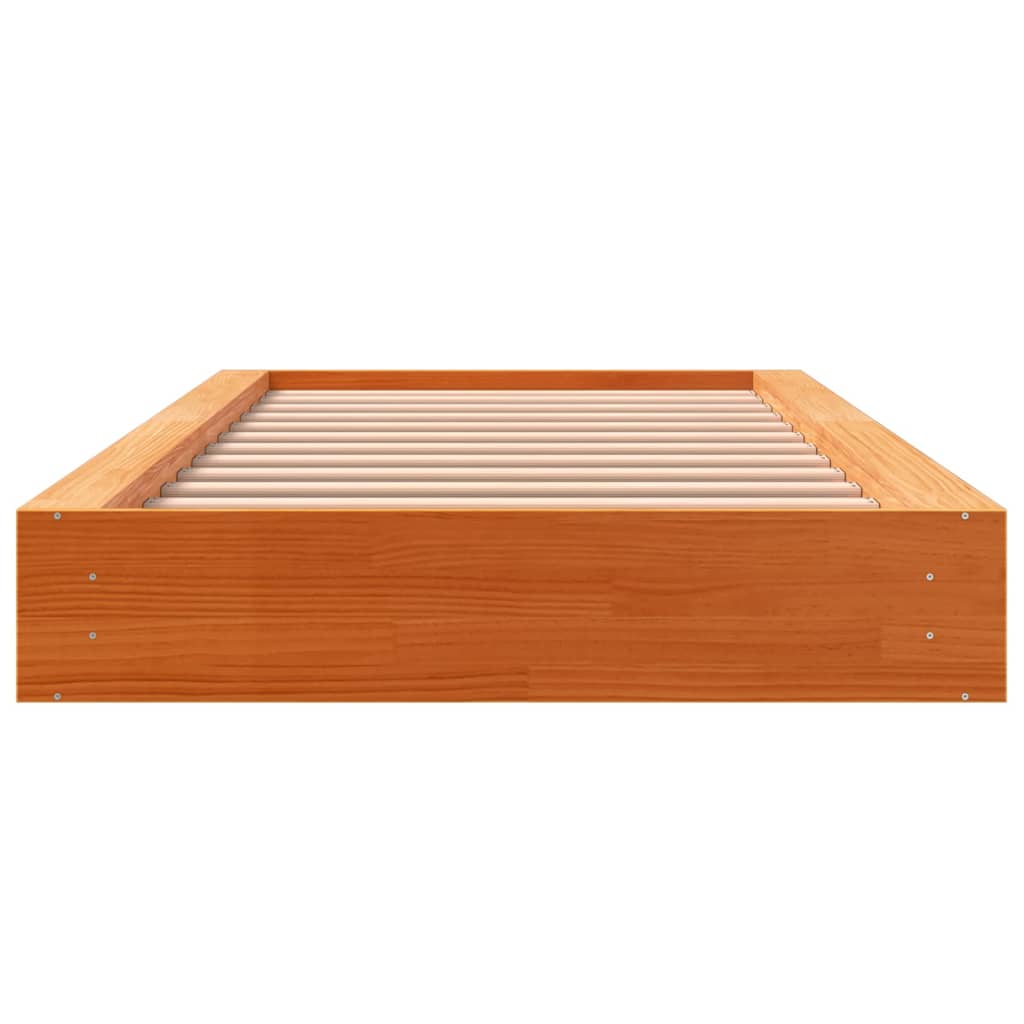 viaszbarna tömör fenyőfa ágy matrac nélkül 100 x 200 cm