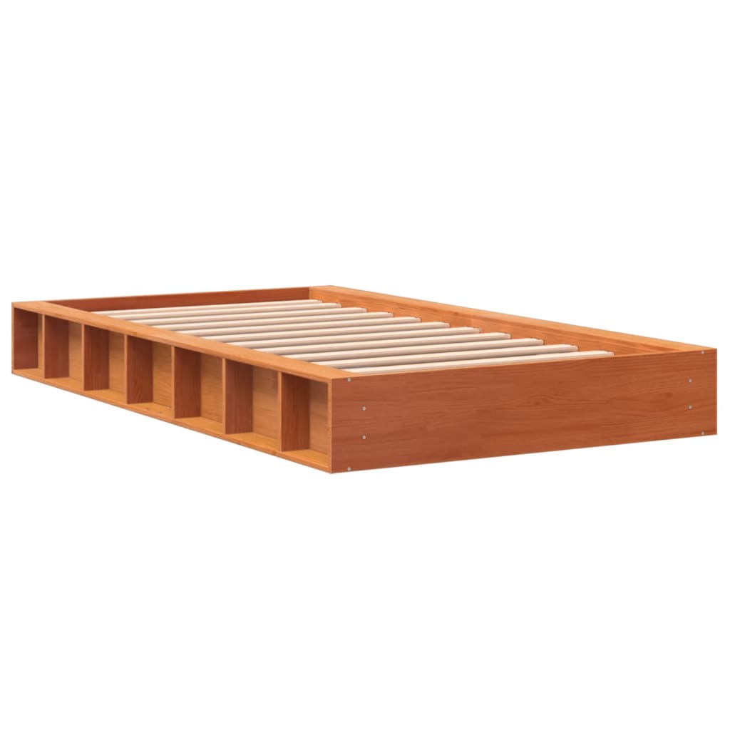viaszbarna tömör fenyőfa ágy matrac nélkül 90 x 200 cm