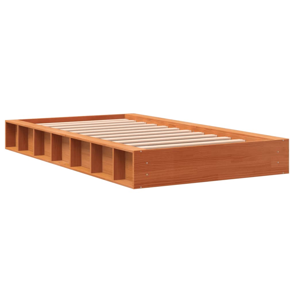 viaszbarna tömör fenyőfa ágy matrac nélkül 90 x 190 cm
