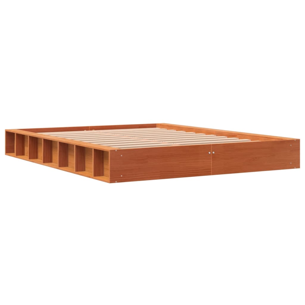 viaszbarna tömör fenyőfa ágy matrac nélkül 120 x 190 cm