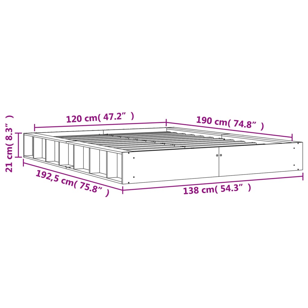 viaszbarna tömör fenyőfa ágy matrac nélkül 120 x 190 cm