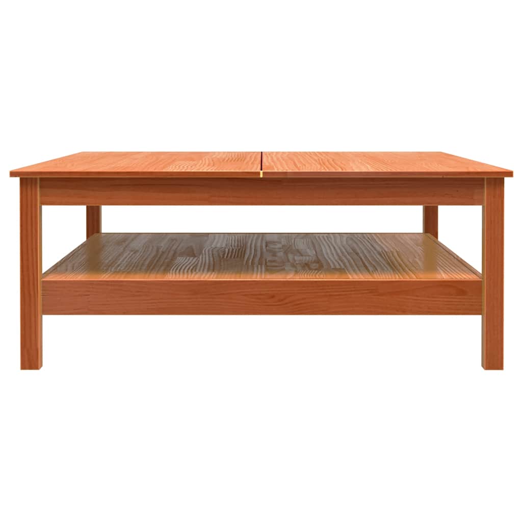 viaszbarna tömör fenyőfa dohányzóasztal 100 x 100 x 40 cm