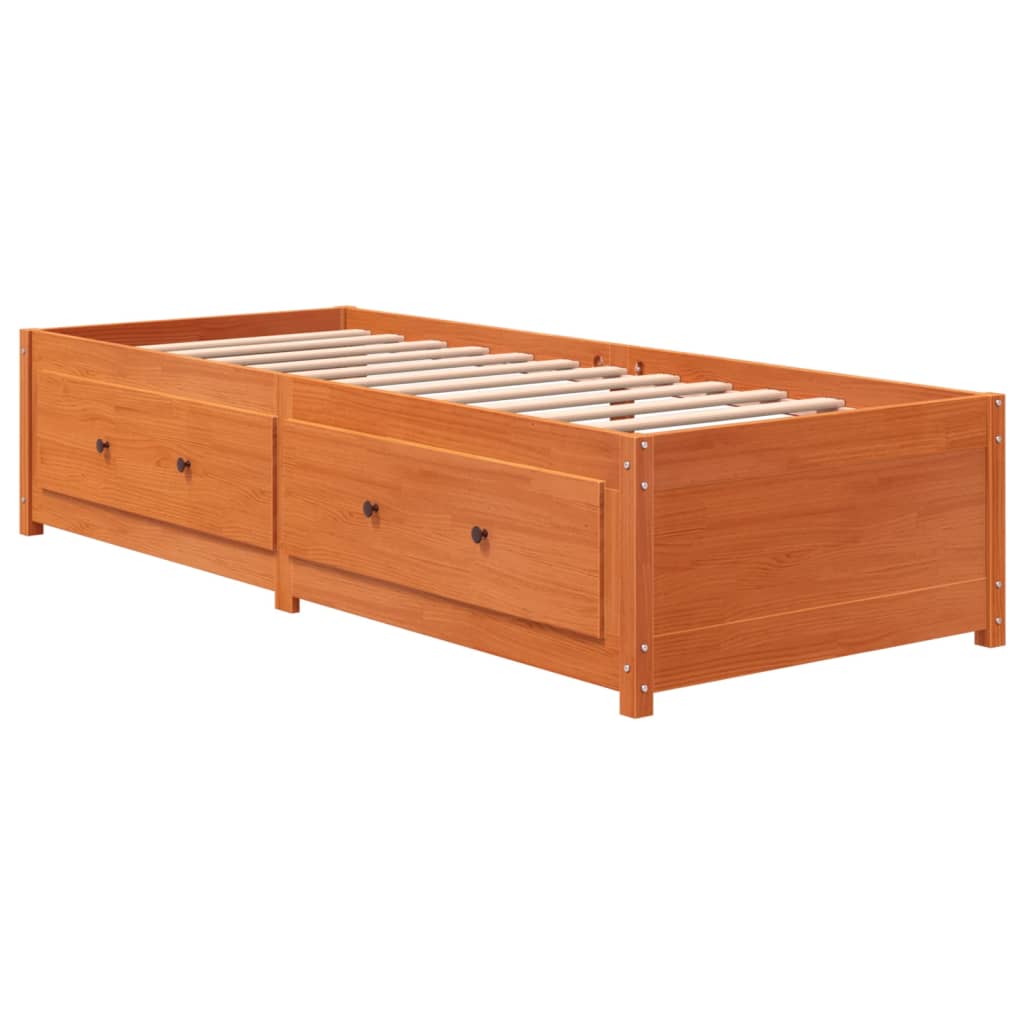 viaszbarna tömör fenyőfa kanapéágy matrac nélkül 90 x 190 cm