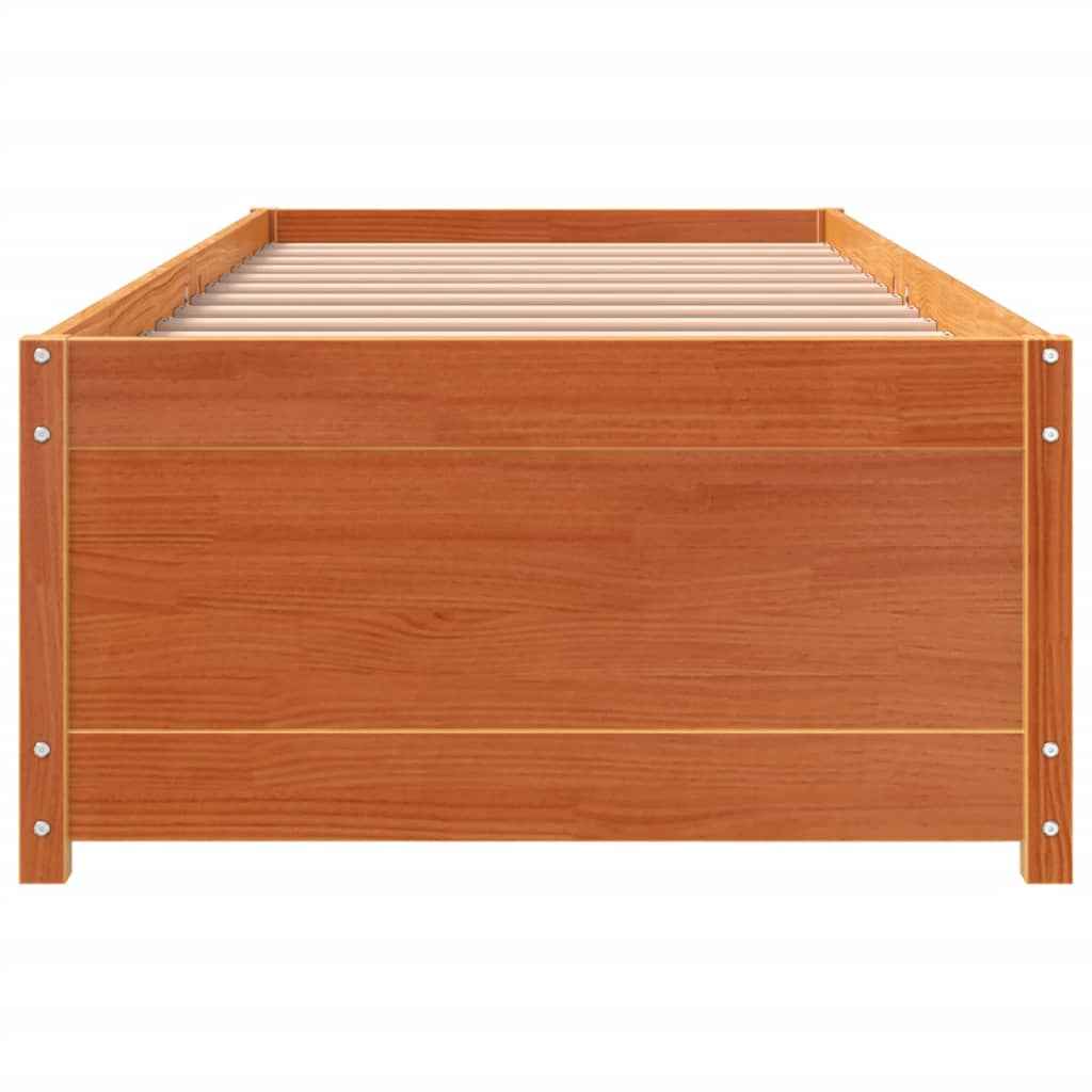 viaszbarna tömör fenyőfa kanapéágy matrac nélkül 90 x 190 cm