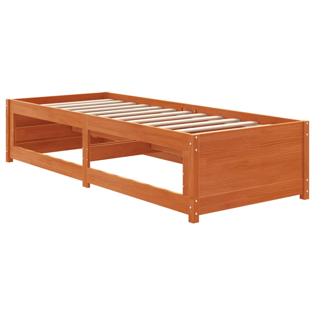 viaszbarna tömör fenyőfa kanapéágy matrac nélkül 90 x 190 cm