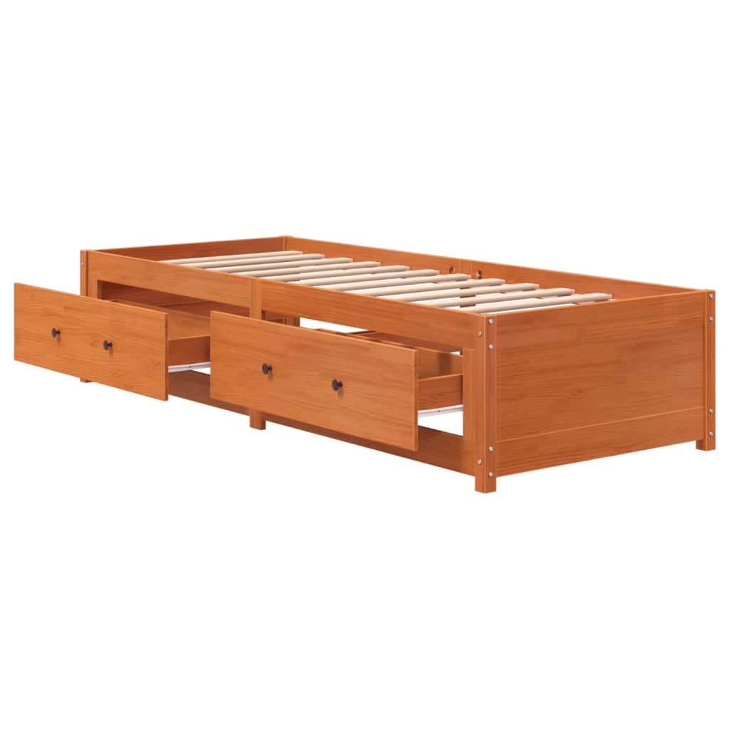 viaszbarna tömör fenyőfa kanapéágy matrac nélkül 90 x 190 cm