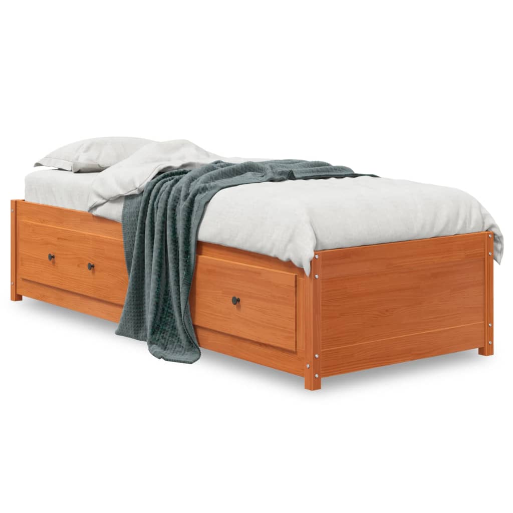 kanapéágy ágy matrac viaszbarna 75x190 cm tömör fa fenyőfa