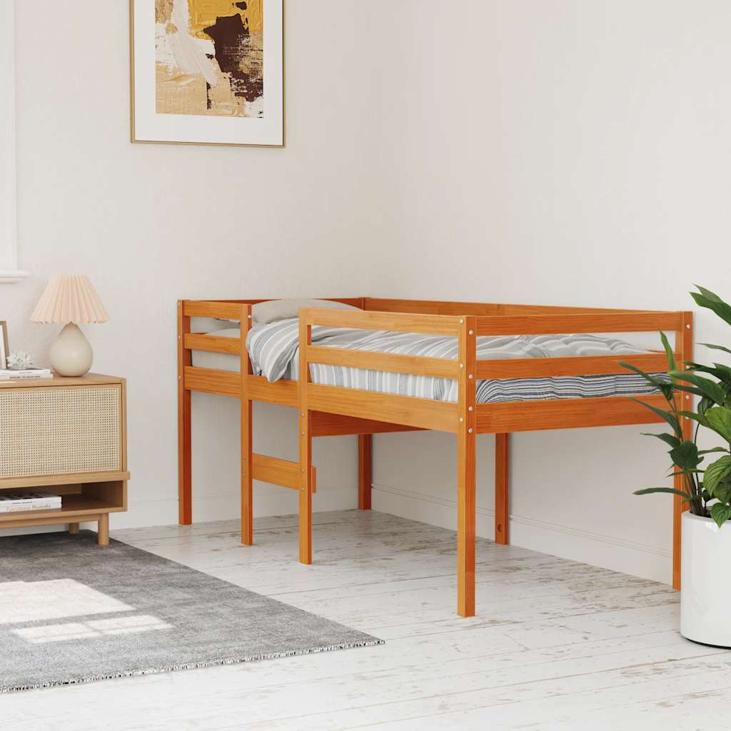 viaszbarna tömör fenyőfa magasított ágy 90 x 200 cm