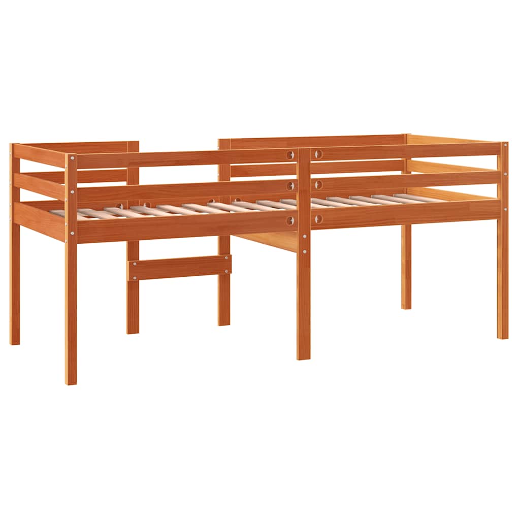 viaszbarna tömör fenyőfa magasított ágy 80x200 cm