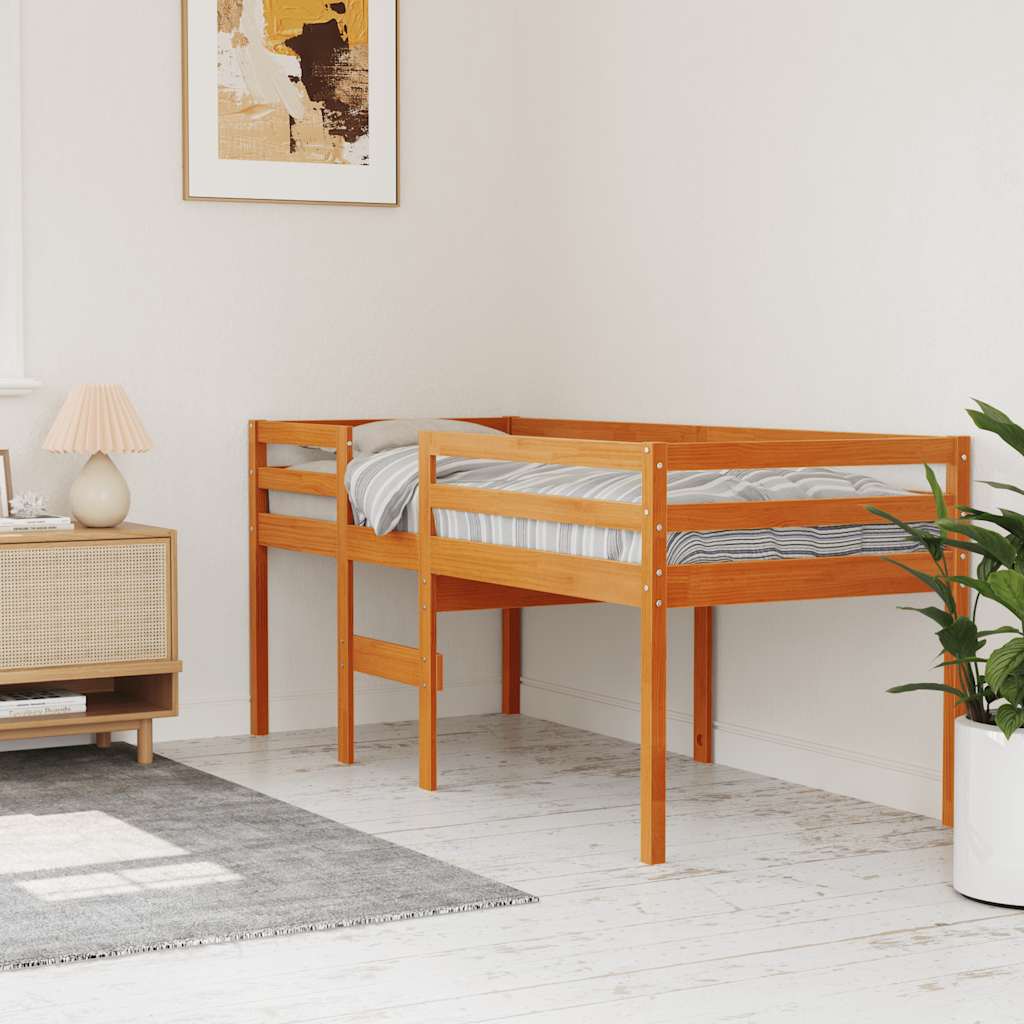 viaszbarna tömör fenyőfa magasított ágy 80x200 cm