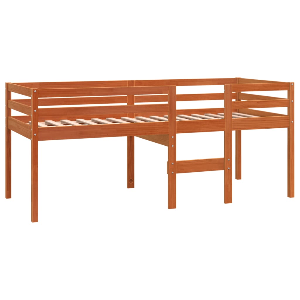 viaszbarna tömör fenyőfa magasított ágy 90x190 cm