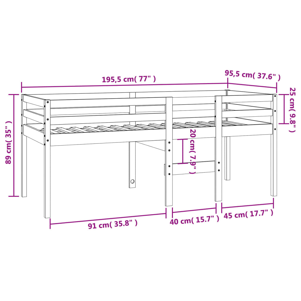 viaszbarna tömör fenyőfa magasított ágy 90x190 cm