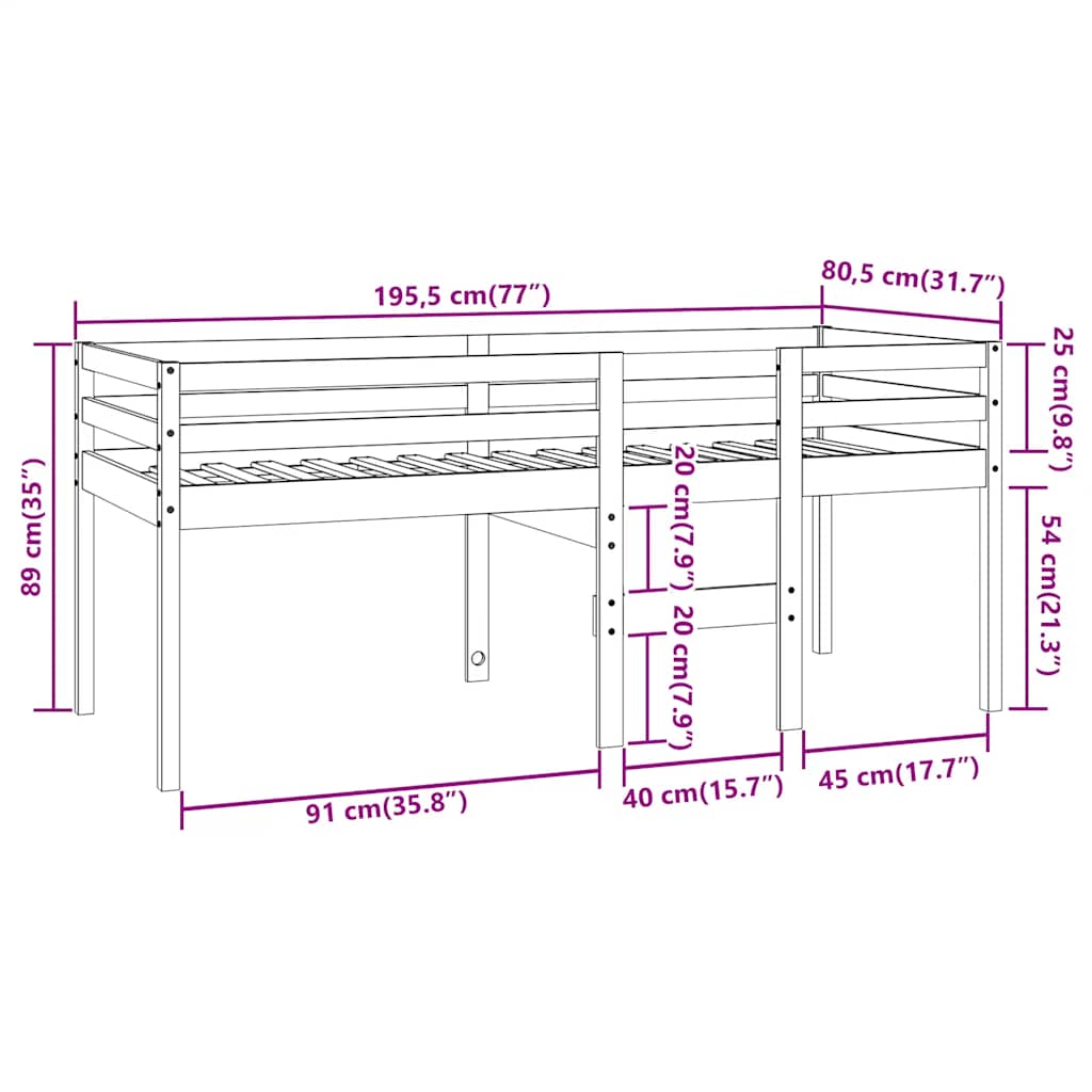 viaszbarna tömör fenyőfa magasított ágy 75x190 cm
