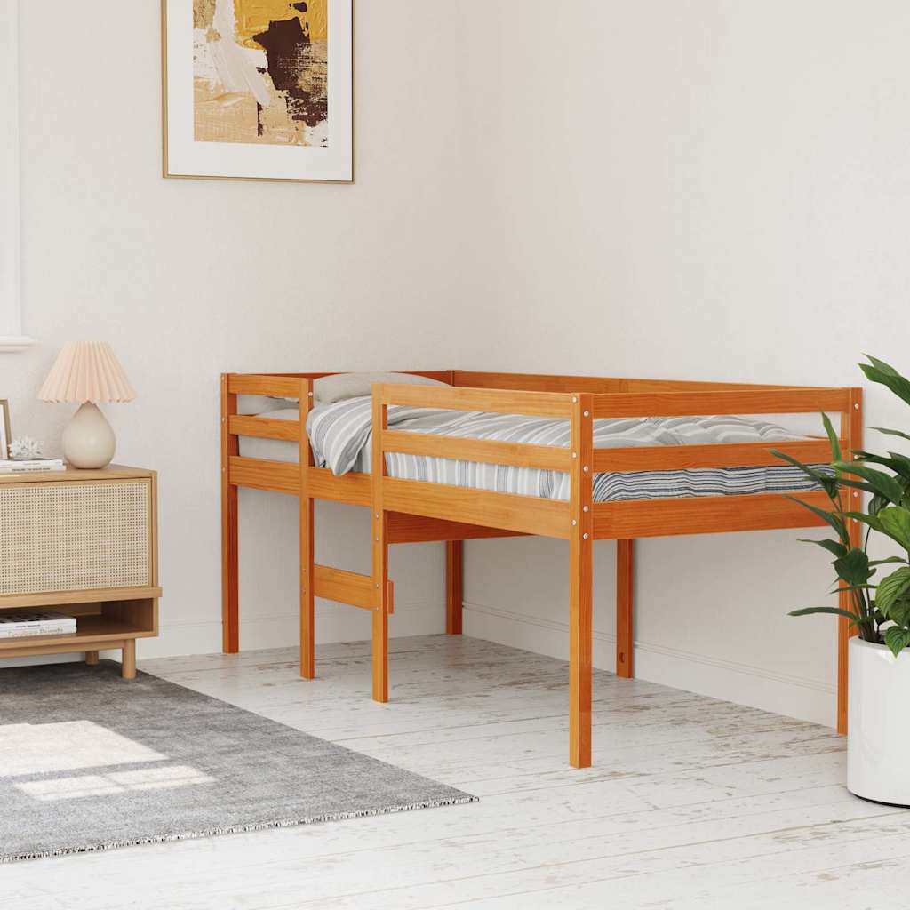 viaszbarna tömör fenyőfa magasított ágy 75x190 cm