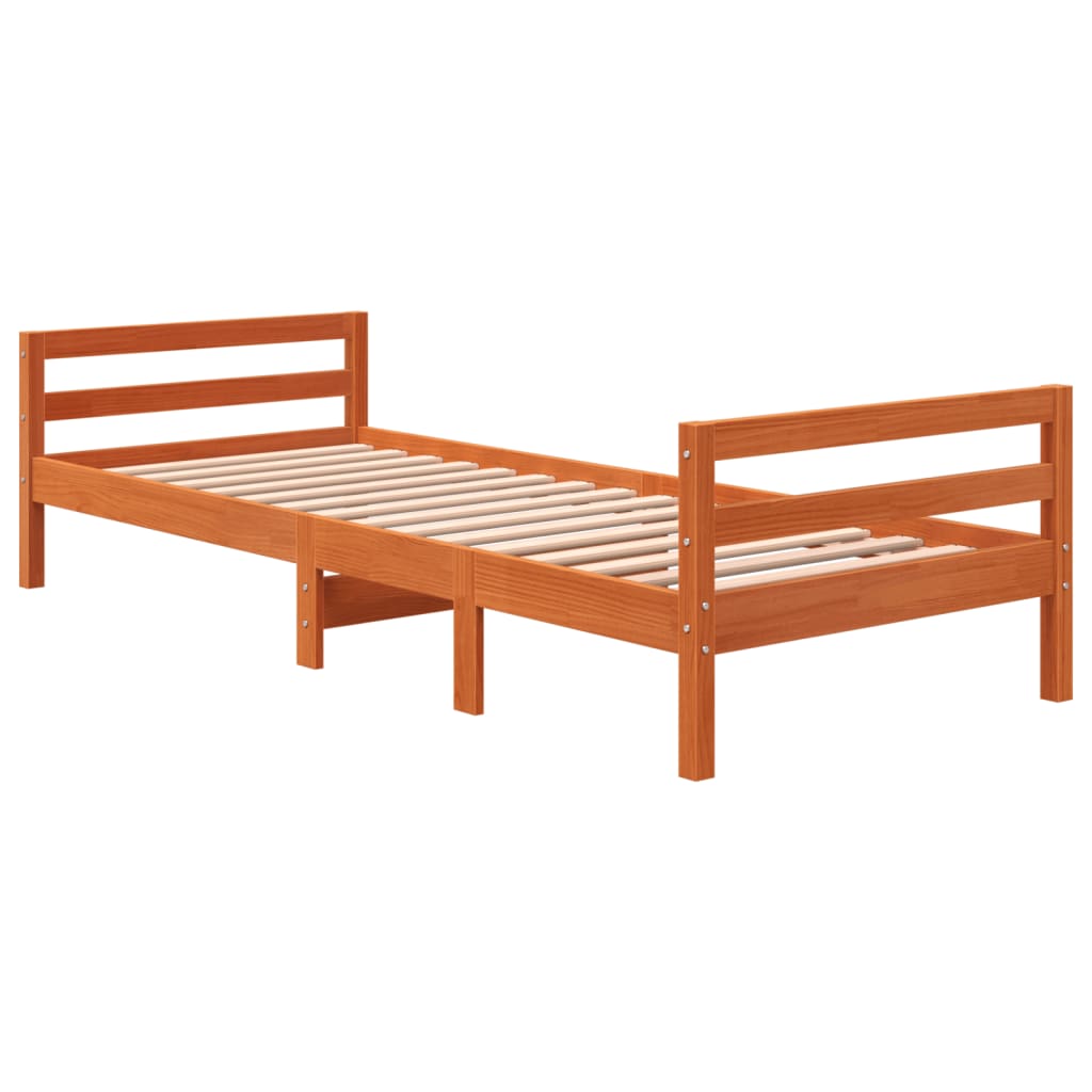 viaszbarna tömör fenyőfa ágy matrac nélkül 90 x 200 cm