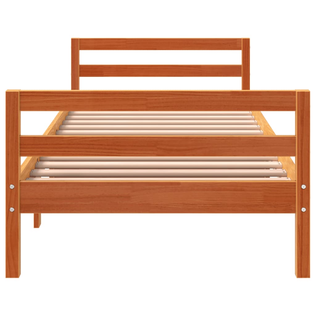 viaszbarna tömör fenyőfa ágy matrac nélkül 90 x 200 cm
