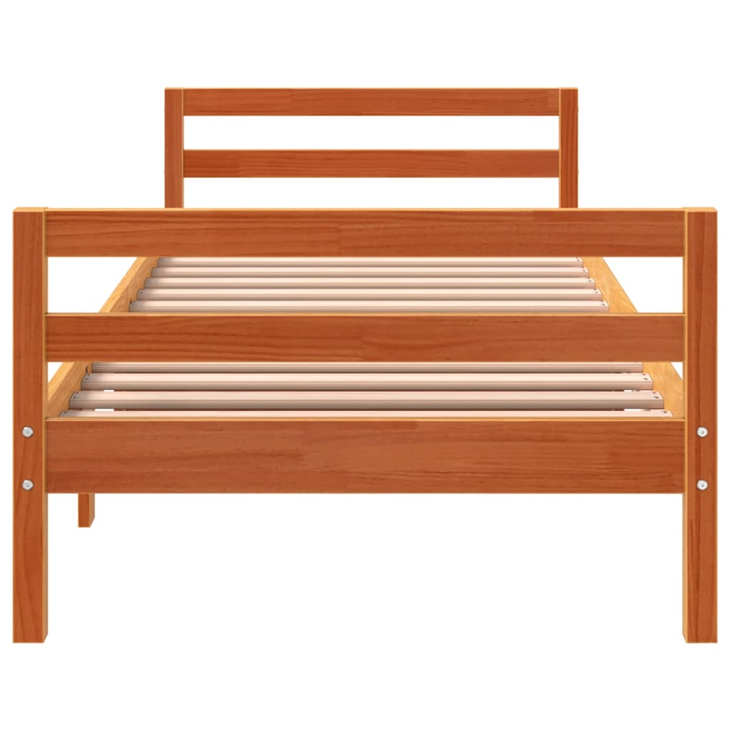 viaszbarna tömör fenyő ágykeret matrac nélkül 80x200 cm