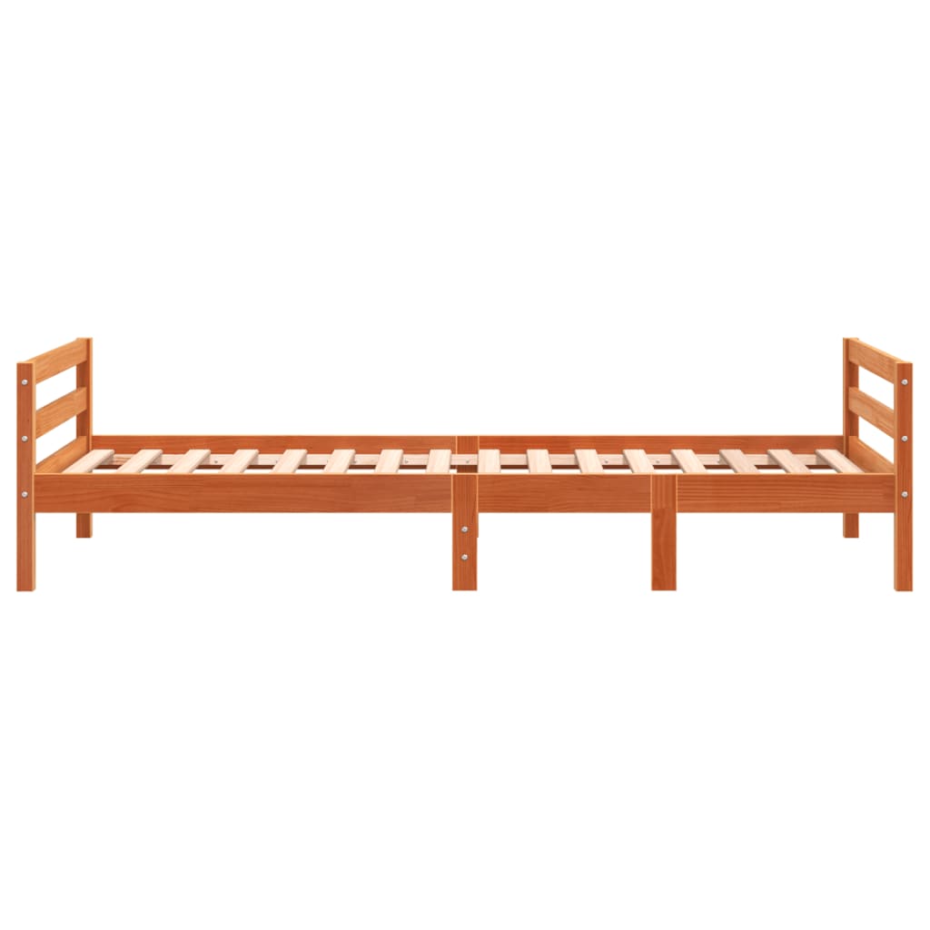 viaszbarna tömör fenyő ágykeret matrac nélkül 80x200 cm