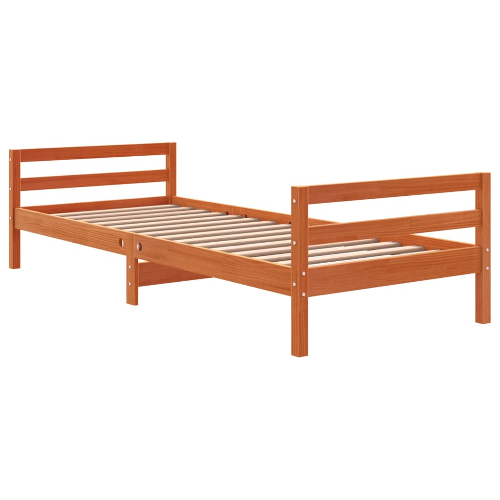 viaszbarna tömör fenyőfa ágy matrac nélkül 75 x 190 cm