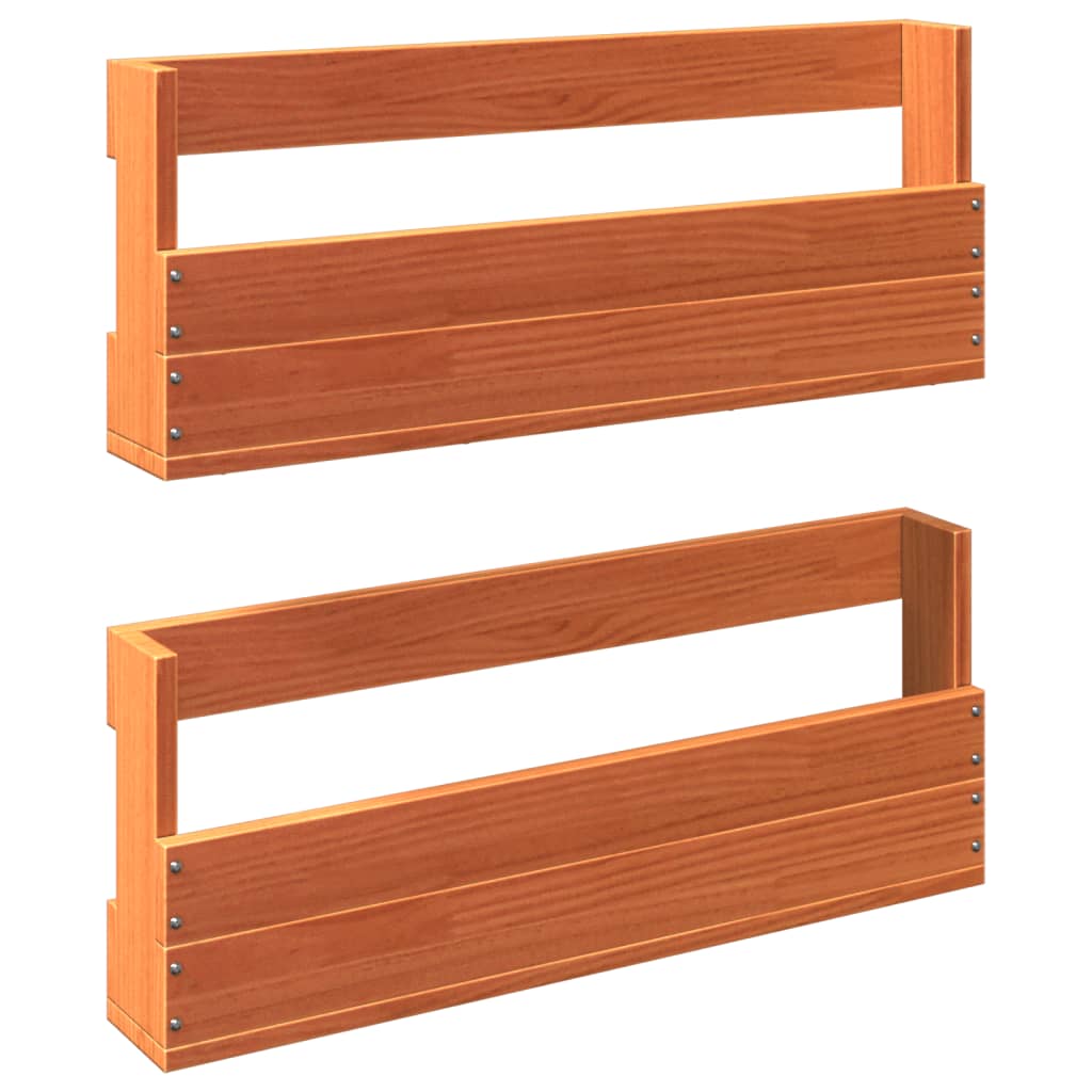 2 db viaszbarna tömör fenyőfa fali cipőtartó 59x8,5x23,5 cm