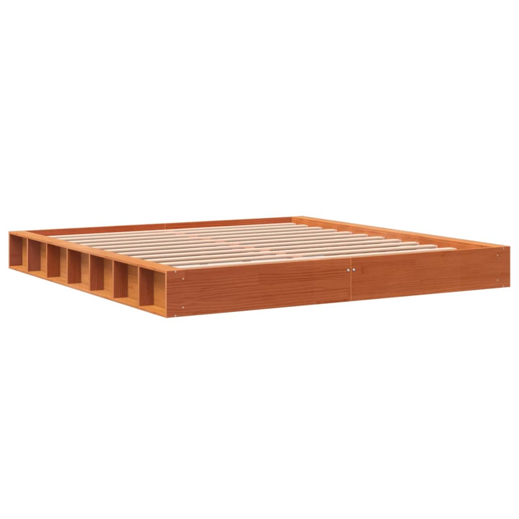 viaszbarna tömör fenyőfa ágy matrac nélkül 200 x 200 cm