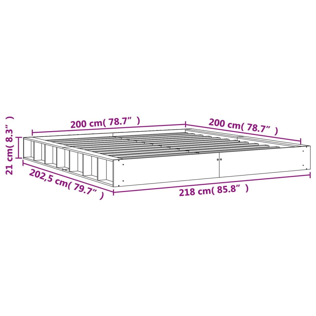 viaszbarna tömör fenyőfa ágy matrac nélkül 200 x 200 cm