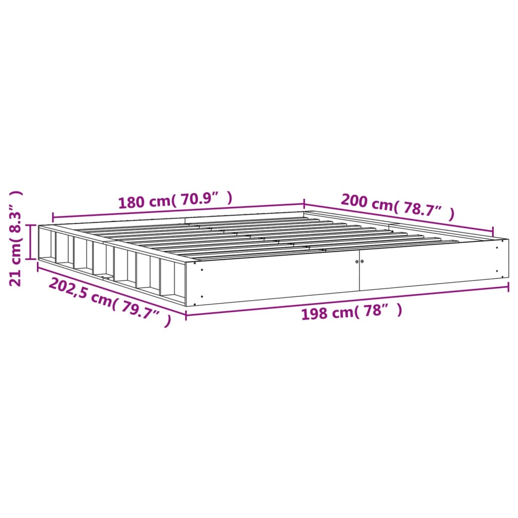 viaszbarna tömör fenyőfa ágy matrac nélkül 180 x 200 cm