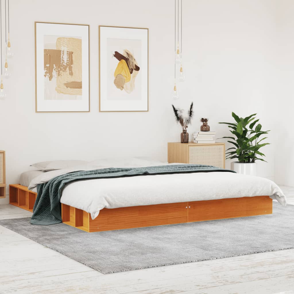 viaszbarna tömör fenyőfa ágy matrac nélkül 180 x 200 cm