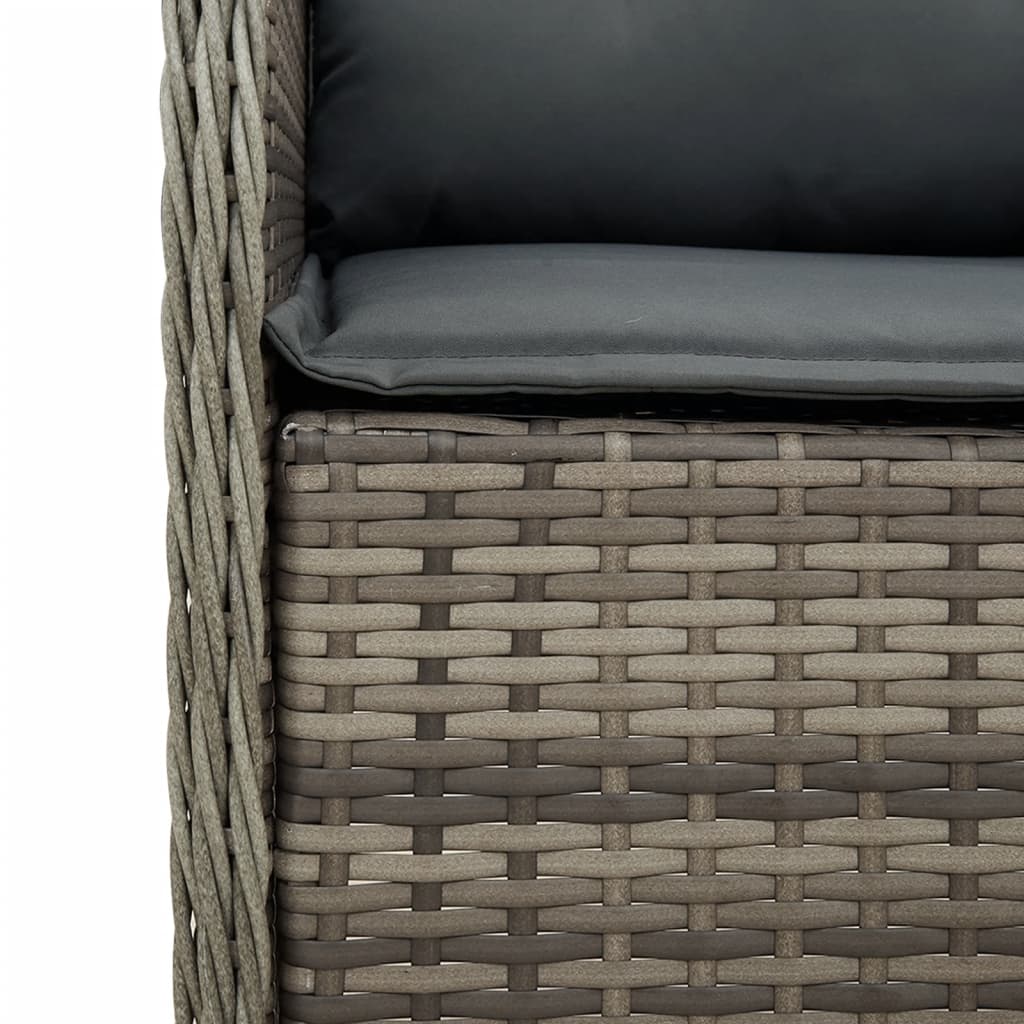 3 részes szürke polyrattan kerti étkezőgarnitúra párnával