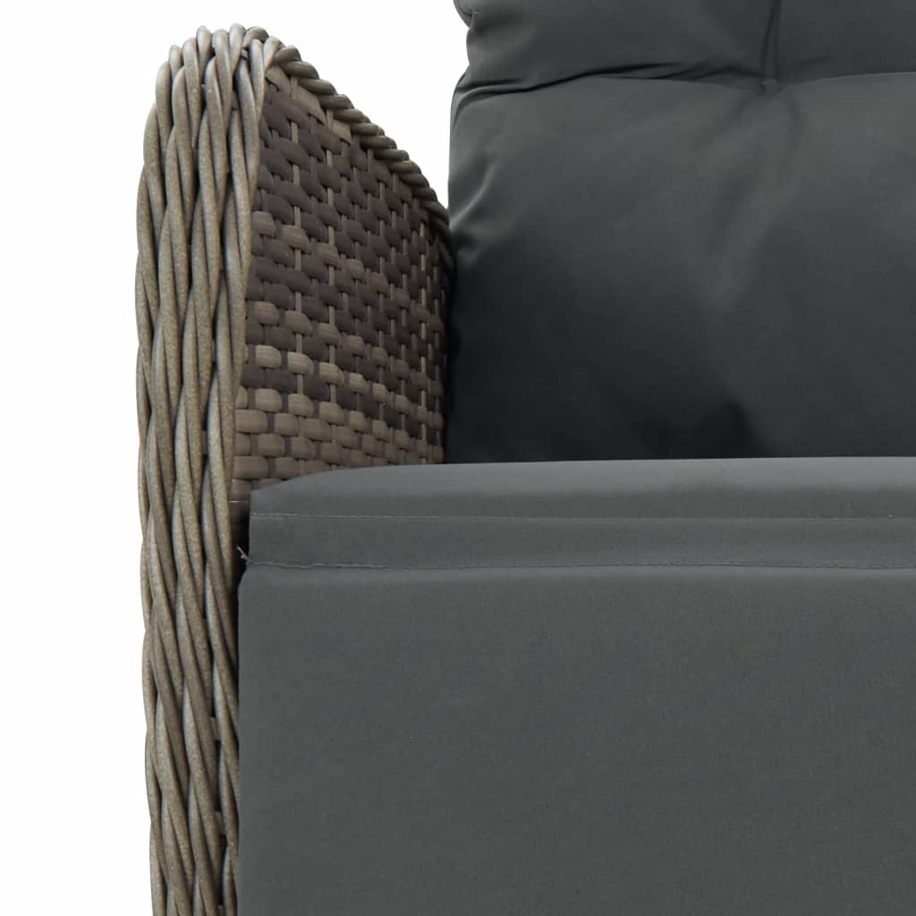 7 részes szürke polyrattan kerti étkezőgarnitúra párnával