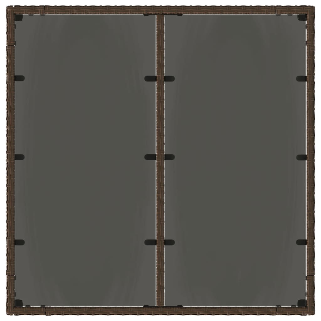 barna polyrattan üveglapos kerti asztal 90 x 90 x 75 cm