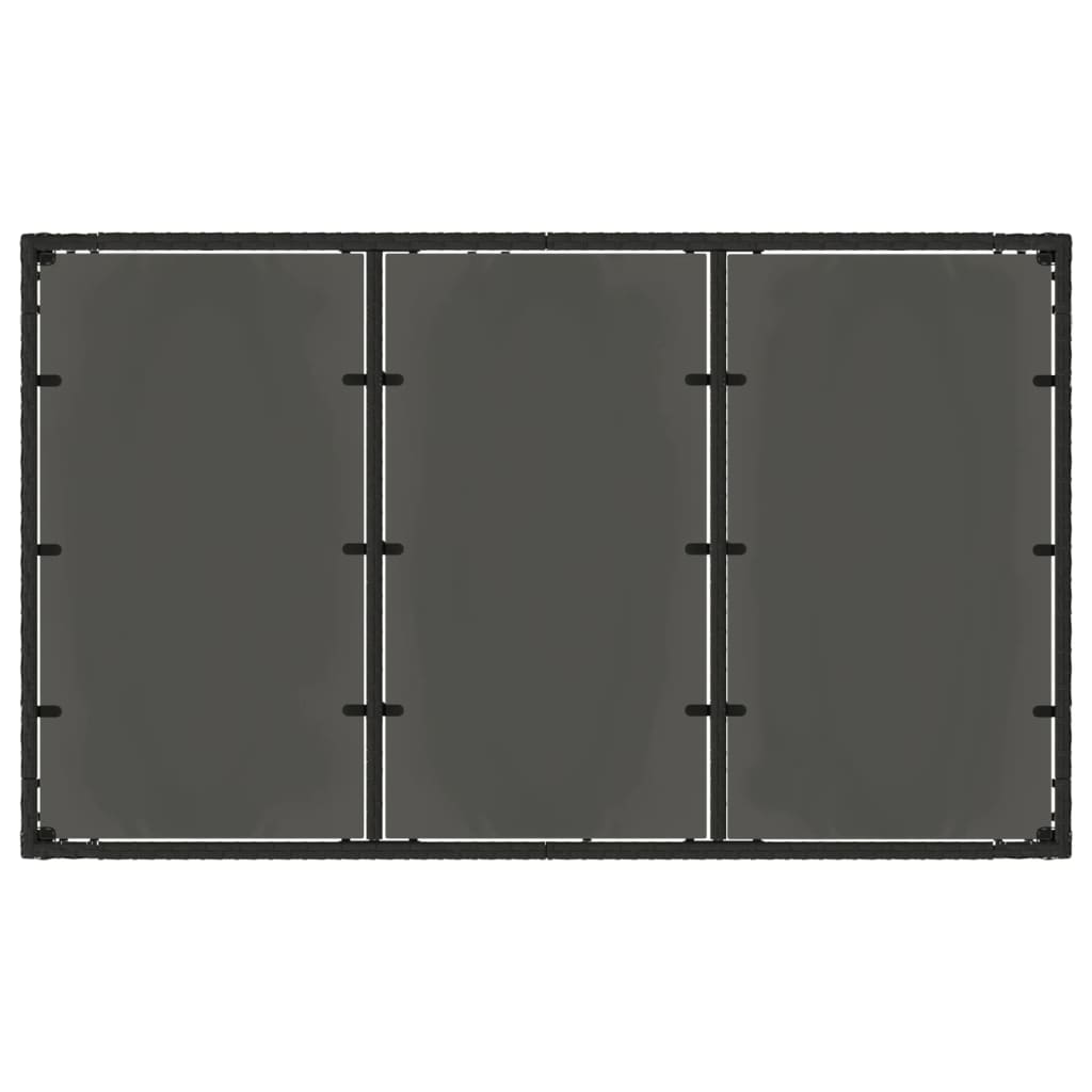 fekete polyrattan üveglapos kerti asztal 150 x 90 x 75 cm
