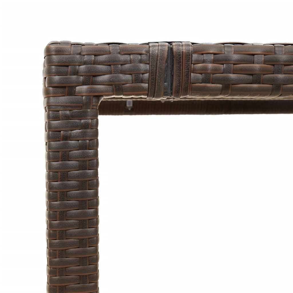barna polyrattan üveglapos kerti asztal 150 x 90 x 75 cm