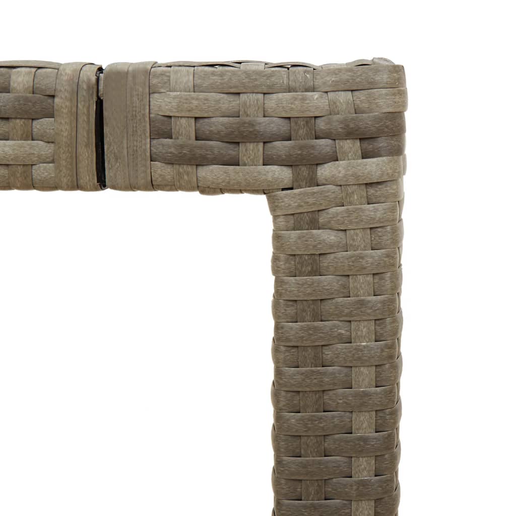 szürke polyrattan üveglapos kerti asztal 150 x 90 x 75 cm