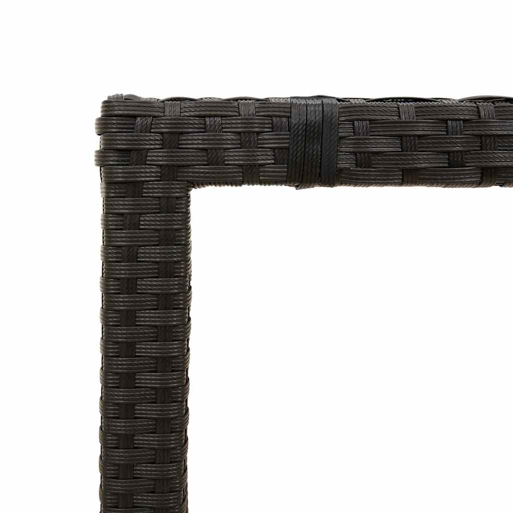 fekete polyrattan üveglapos kerti asztal 190 x 90 x 75 cm