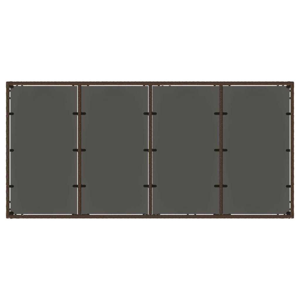 barna polyrattan üveglapos kerti asztal 190 x 90 x 75 cm