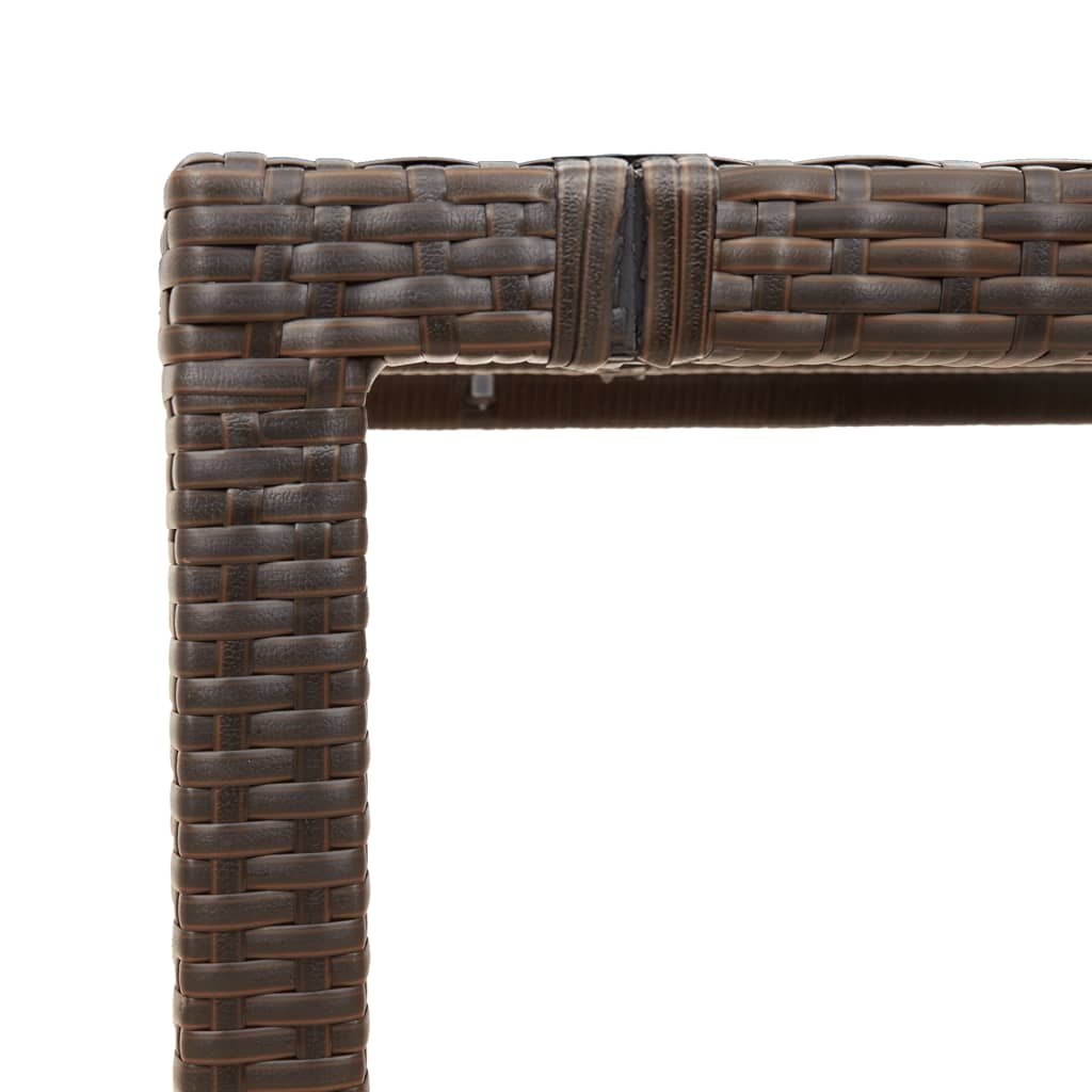 barna polyrattan üveglapos kerti asztal 190 x 90 x 75 cm