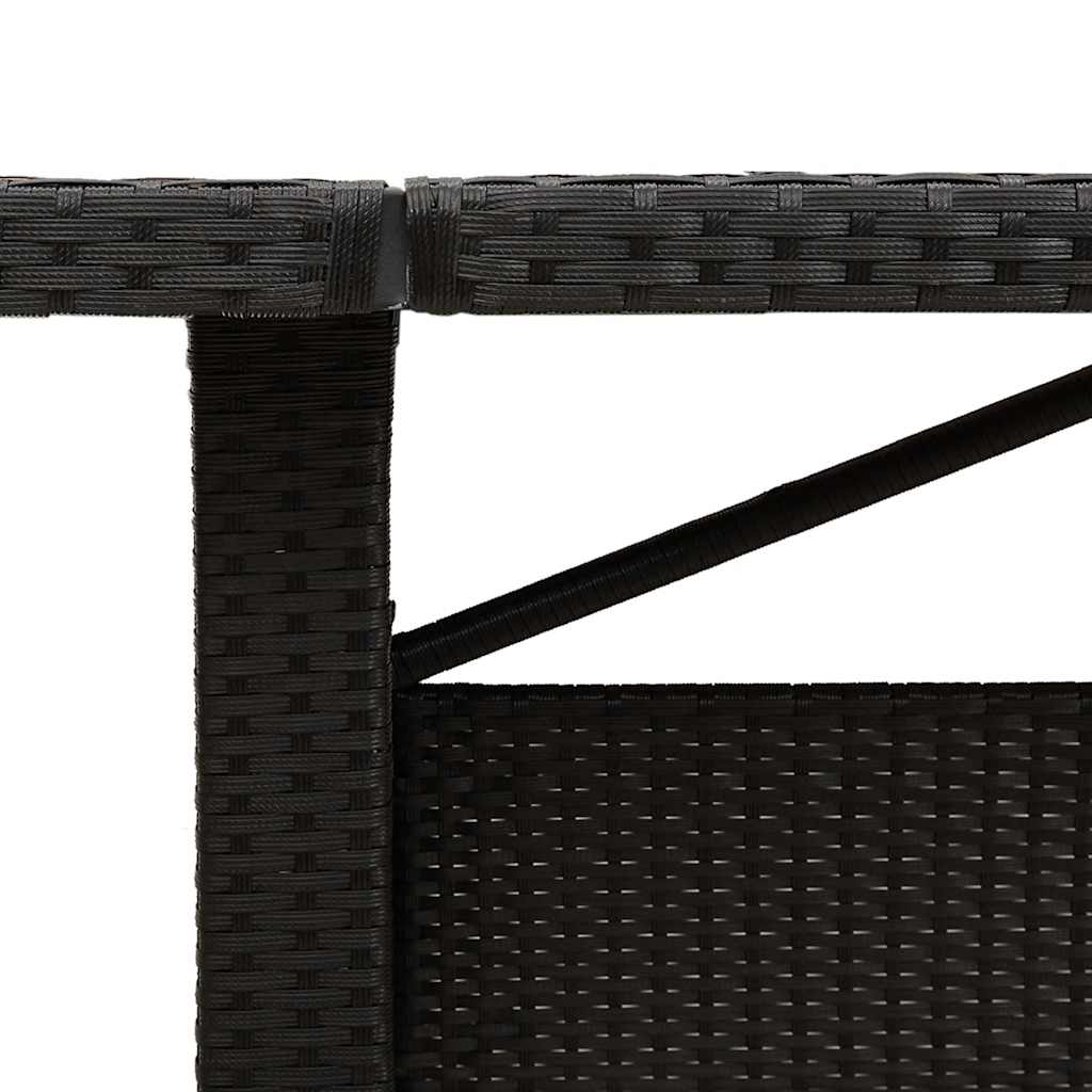 fekete polyrattan üveglapos kerti asztal 240 x 90 x 75 cm