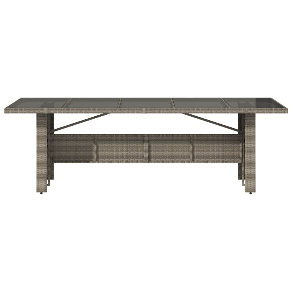 szürke polyrattan üveglapos kerti asztal 240 x 90 x 75 cm