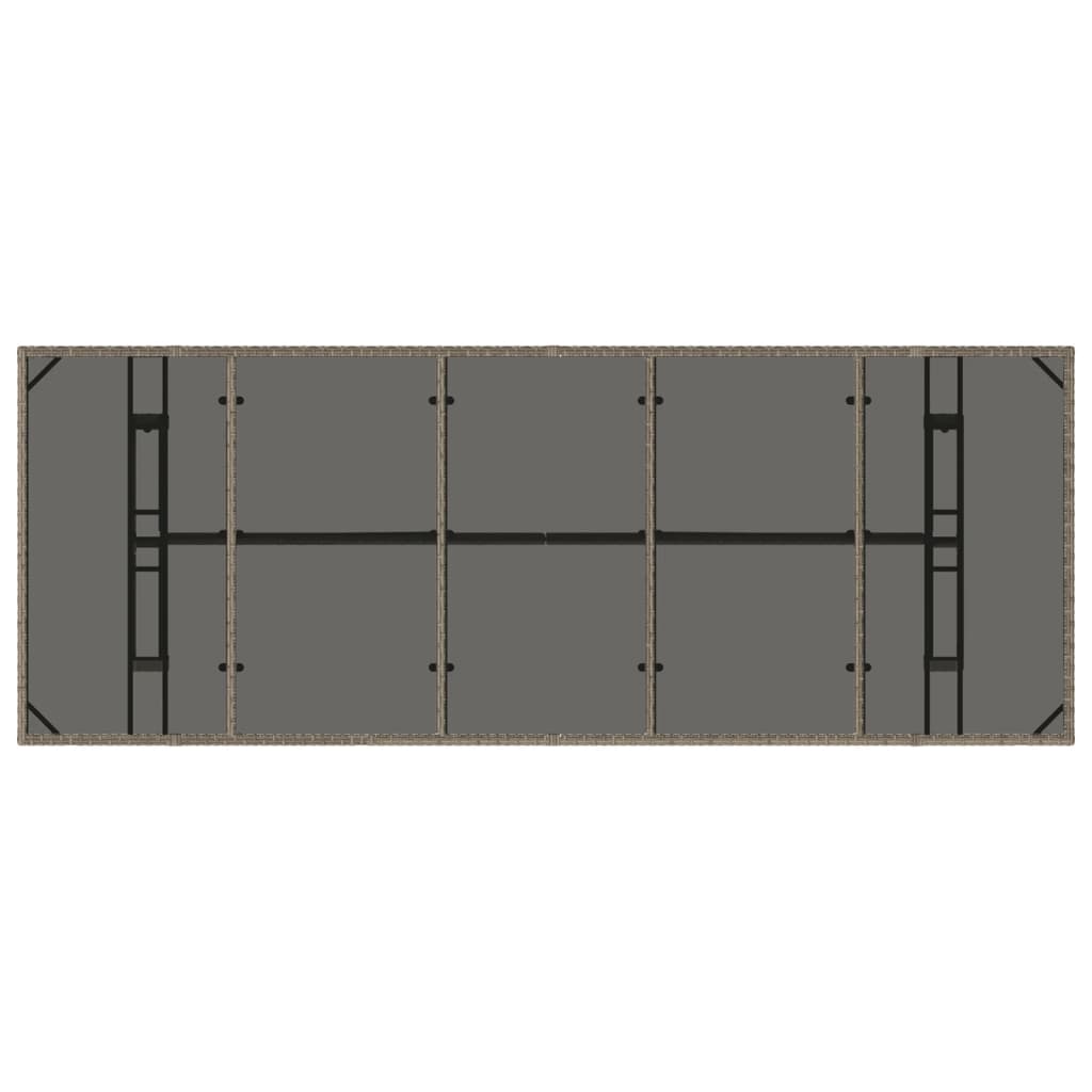 szürke polyrattan üveglapos kerti asztal 240 x 90 x 75 cm