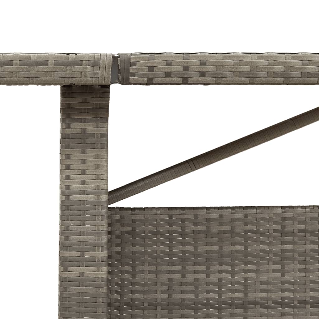 szürke polyrattan üveglapos kerti asztal 240 x 90 x 75 cm