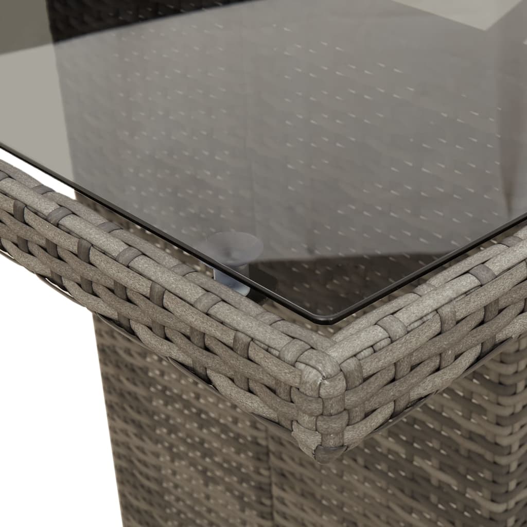 szürke polyrattan üveglapos kerti asztal 240 x 90 x 75 cm