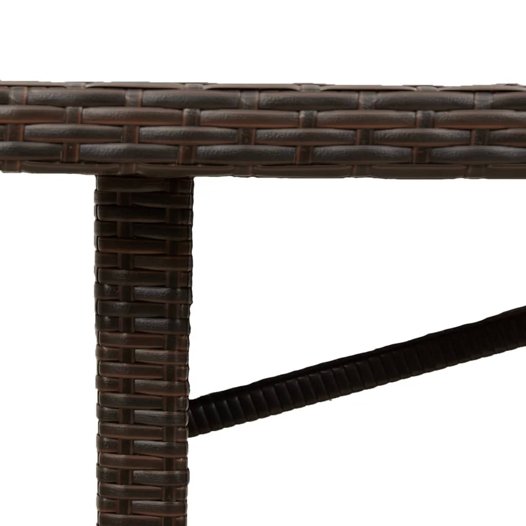 barna polyrattan üveglapos kerti asztal 190x80x75 cm