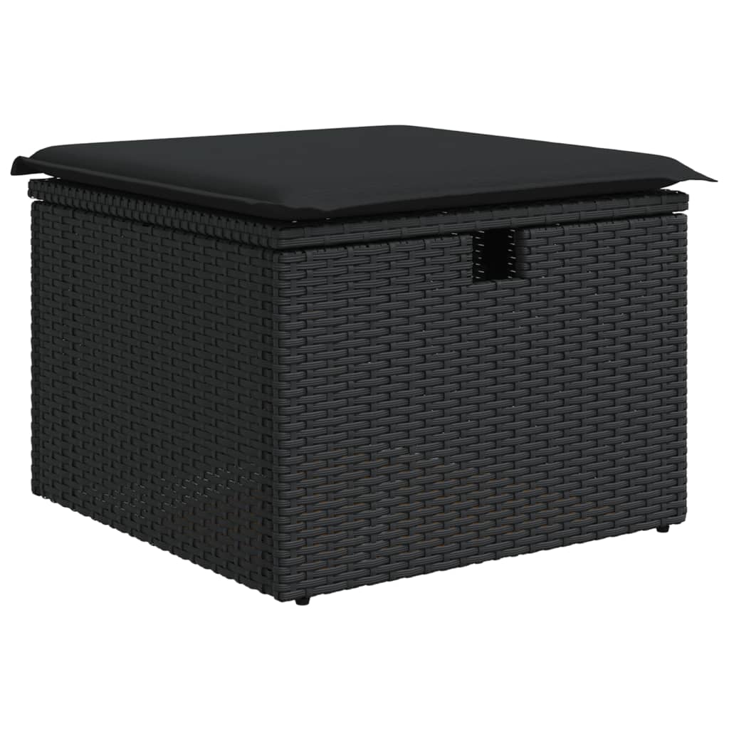 fekete polyrattan kerti szék párnával 55 x 55 x 37 cm