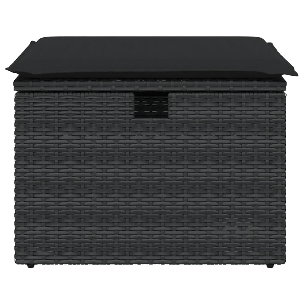 fekete polyrattan kerti szék párnával 55 x 55 x 37 cm
