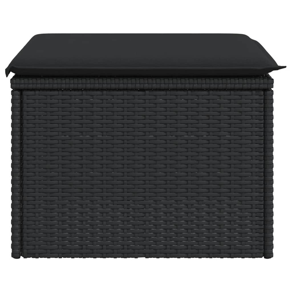 fekete polyrattan kerti szék párnával 55 x 55 x 37 cm