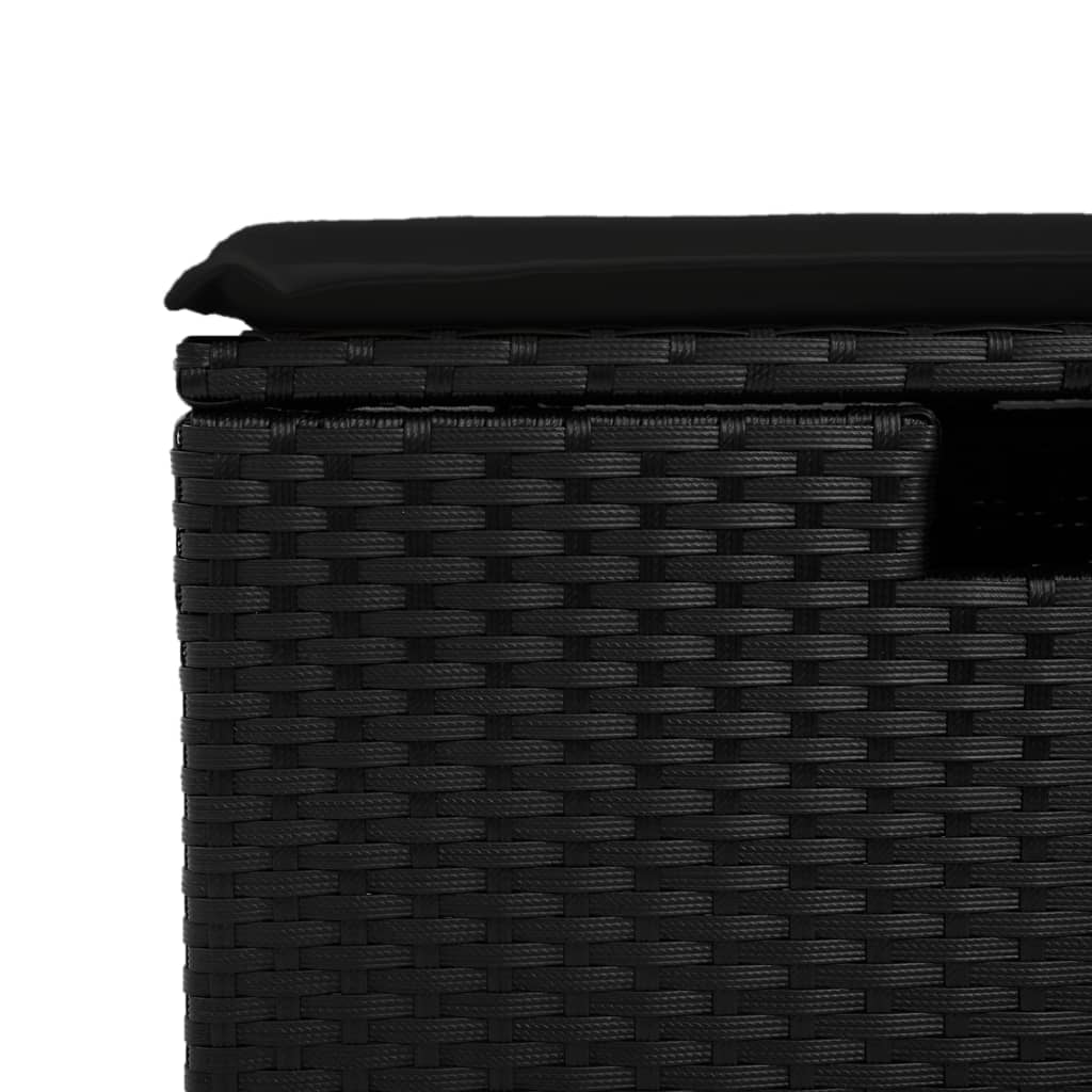 fekete polyrattan kerti szék párnával 55 x 55 x 37 cm