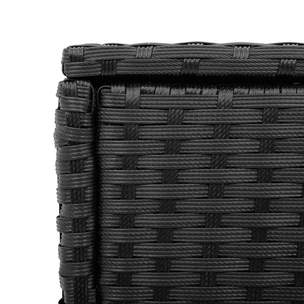 fekete polyrattan üveglapos kerti kisasztal 58 x 27,5 x 55 cm